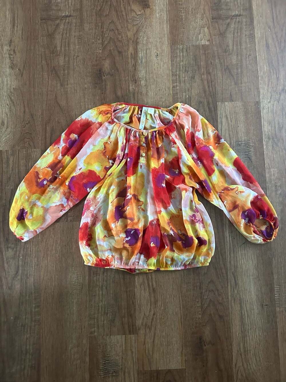 Vintage Adiva Multicolor Floral Chiffon Blouse